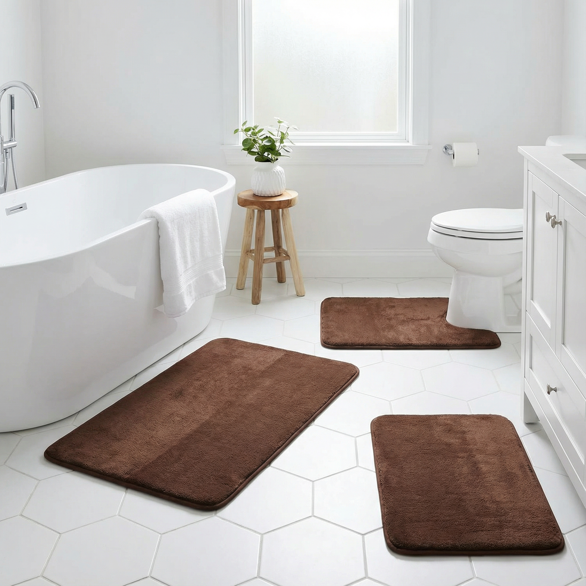 Miękki dywanik łazienkowy z pianki memory foam 3-częściowy