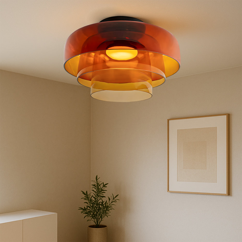 Lampa wisząca Bauhaus z warstwowymi kloszami szklanymi