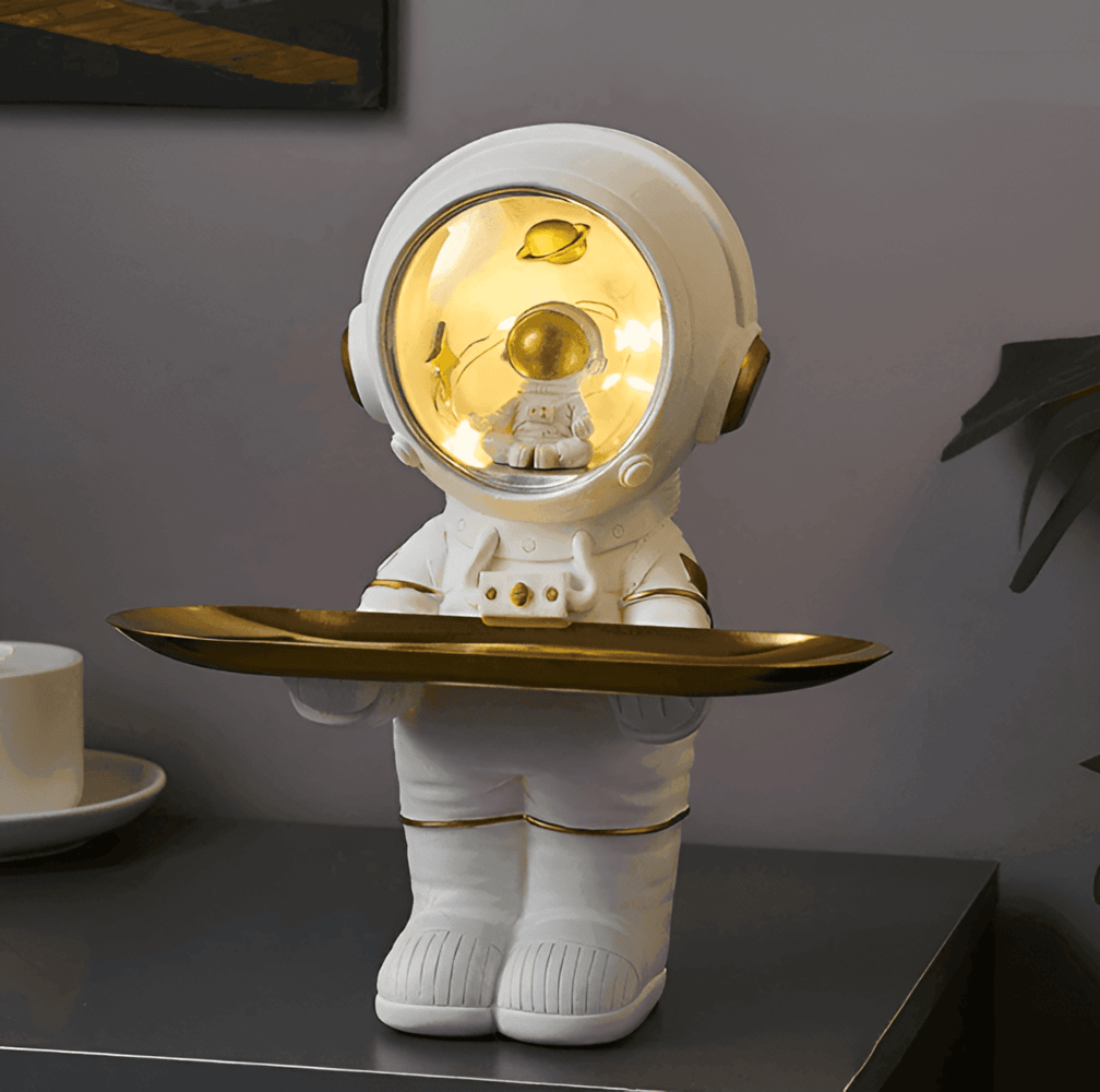 Dekoracyjna tacka na klucze z figurką astronauty
