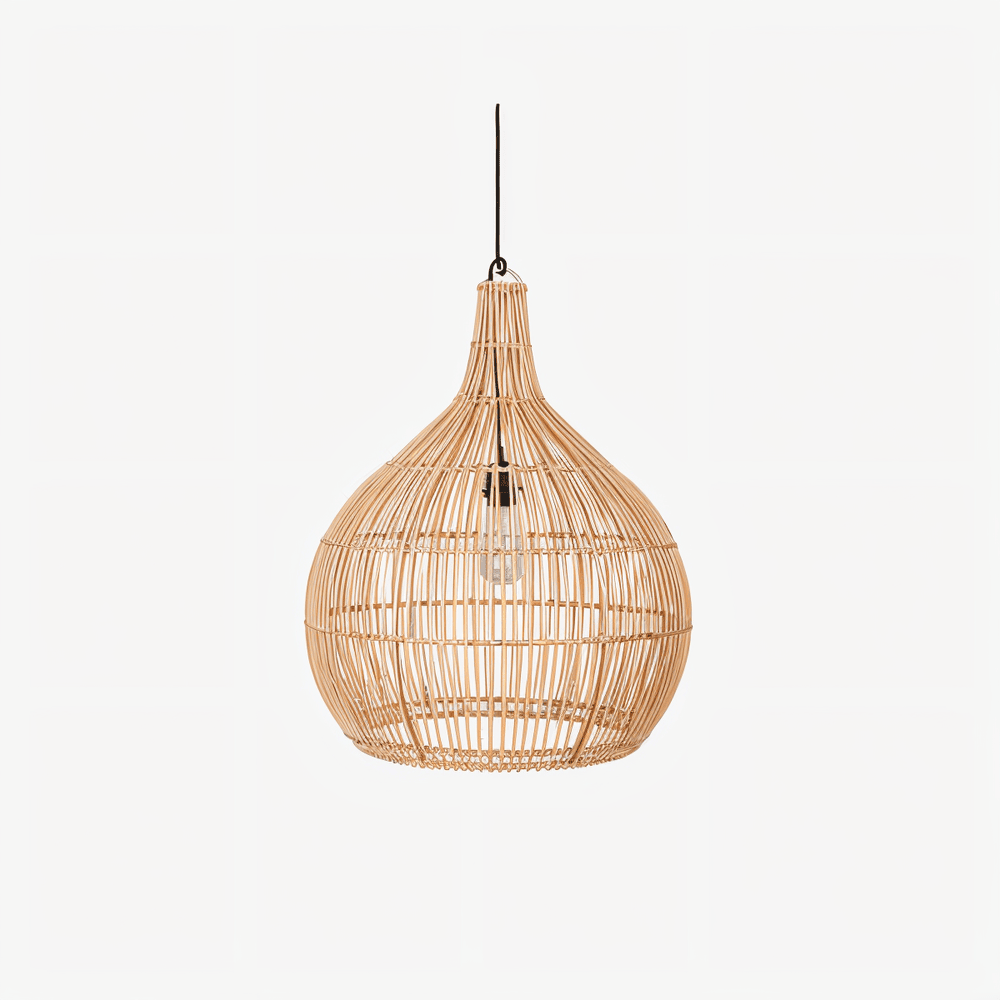 Lampa wisząca z rattanu do salonu boho naturalna