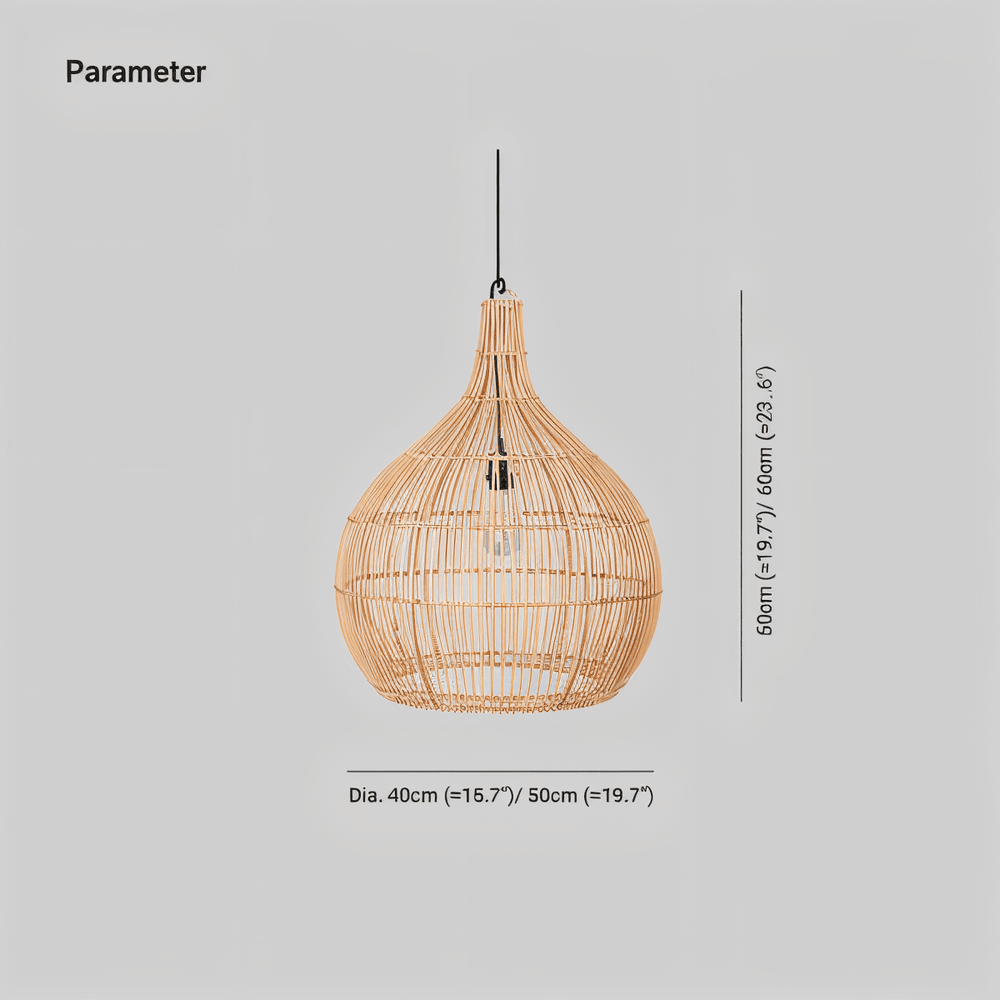 Lampa wisząca z rattanu do salonu boho naturalna