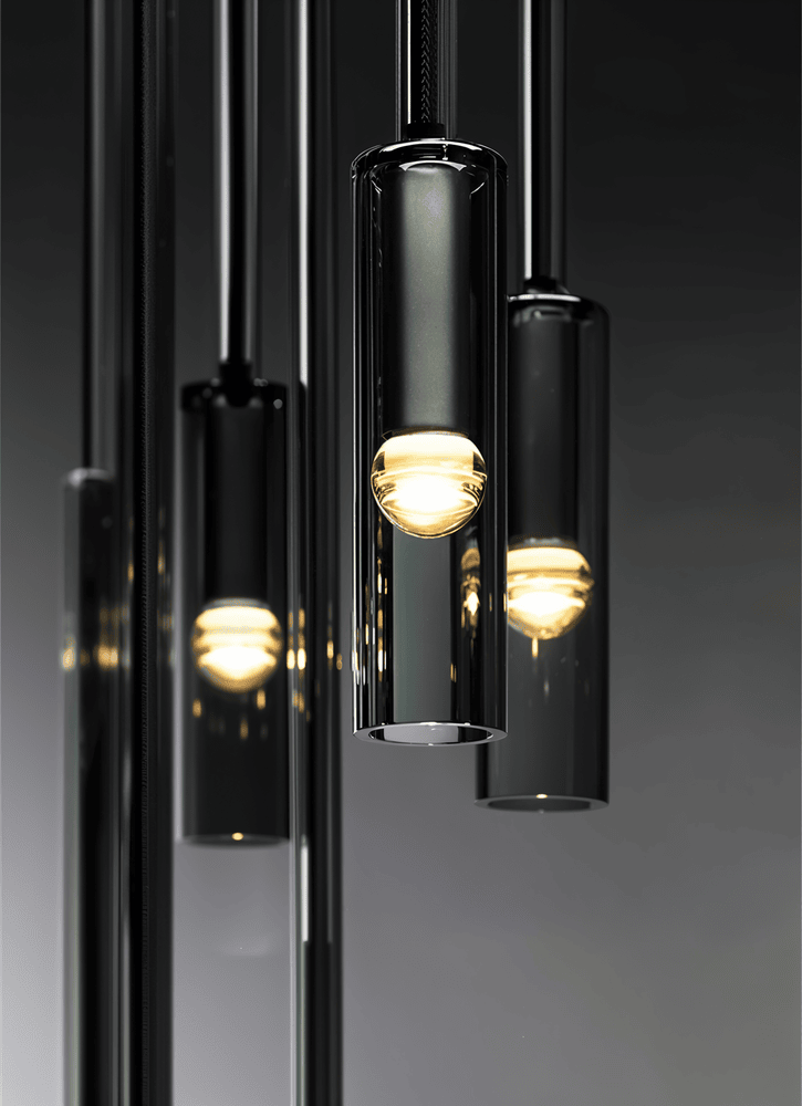 Lampa wisząca szklana dymiona E27 cylindryczna