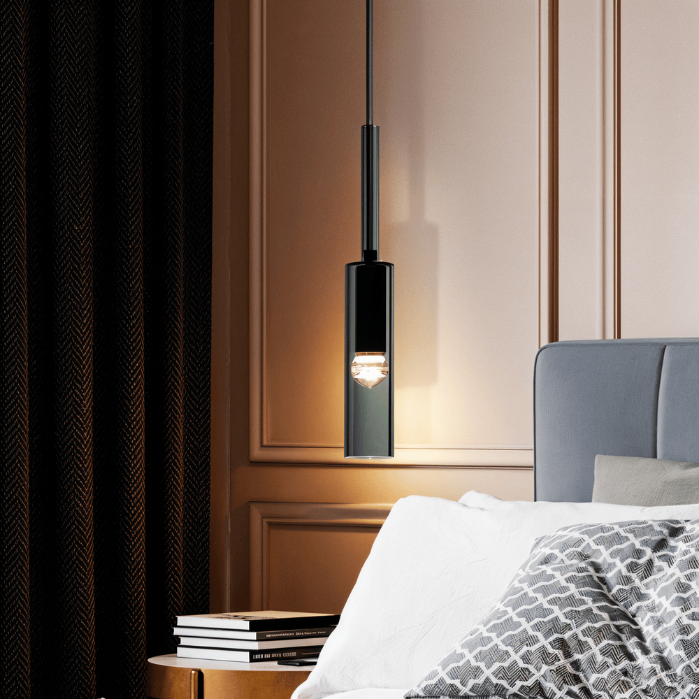 Lampa wisząca szklana dymiona E27 cylindryczna