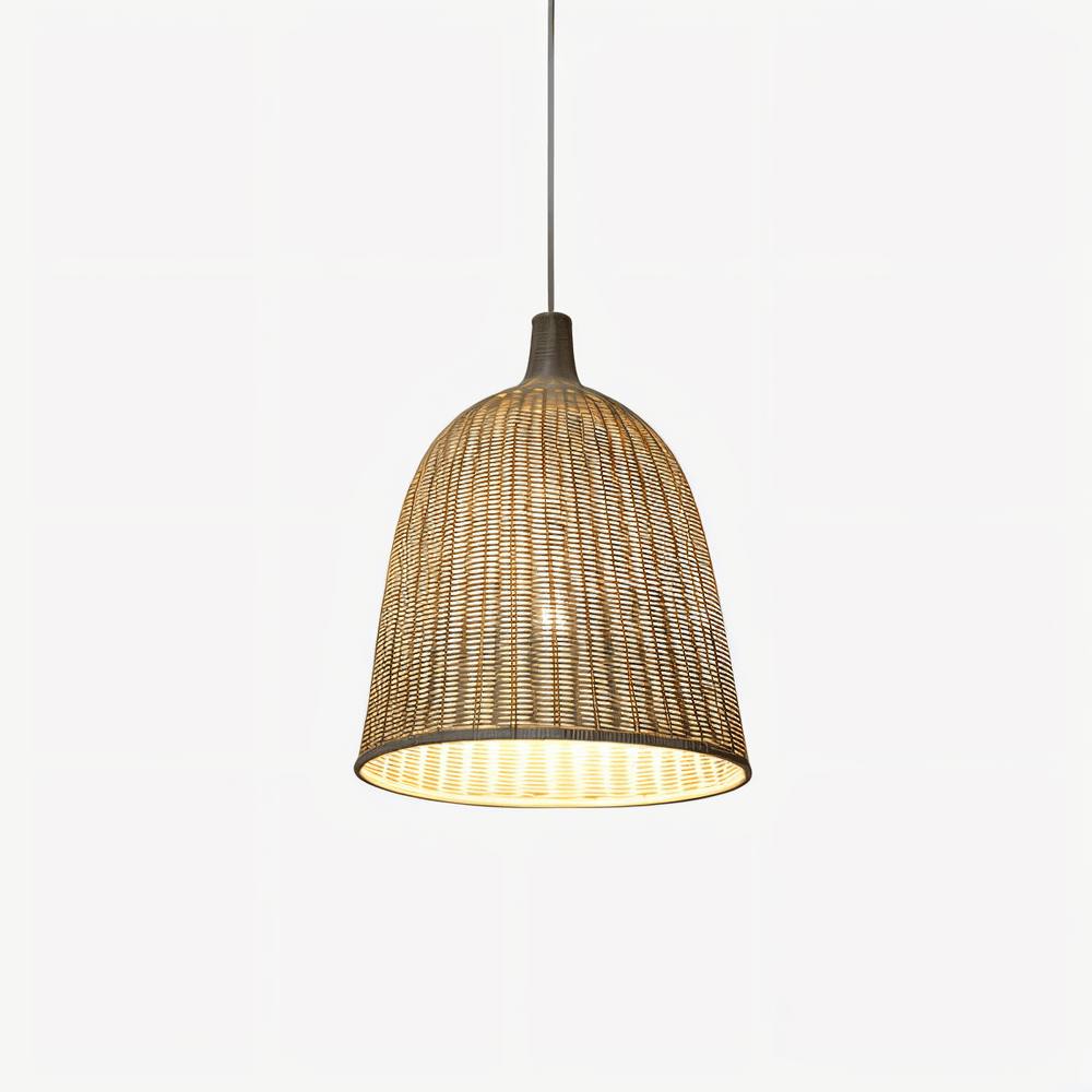 Lampa wisząca rattanowa kopułowa boho do salonu