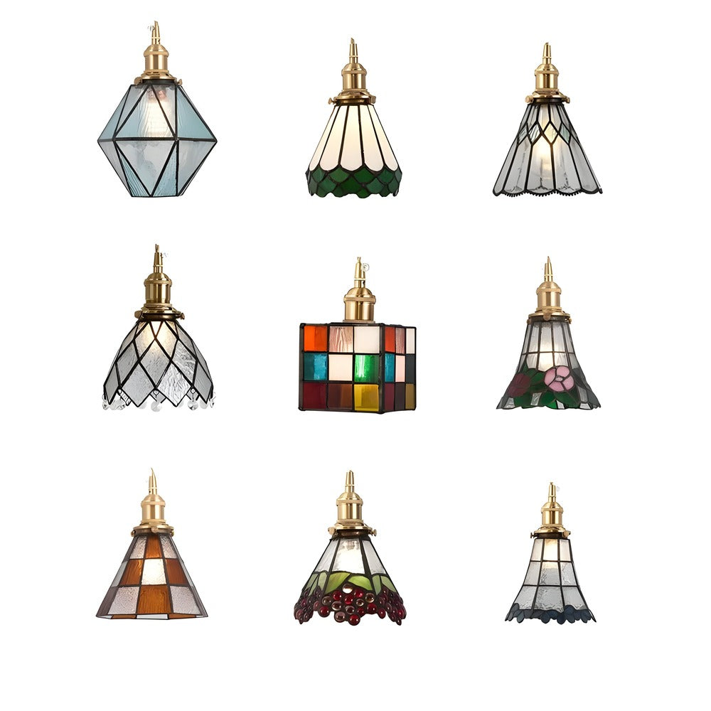Lampa wisząca z miedzianego szkła retro