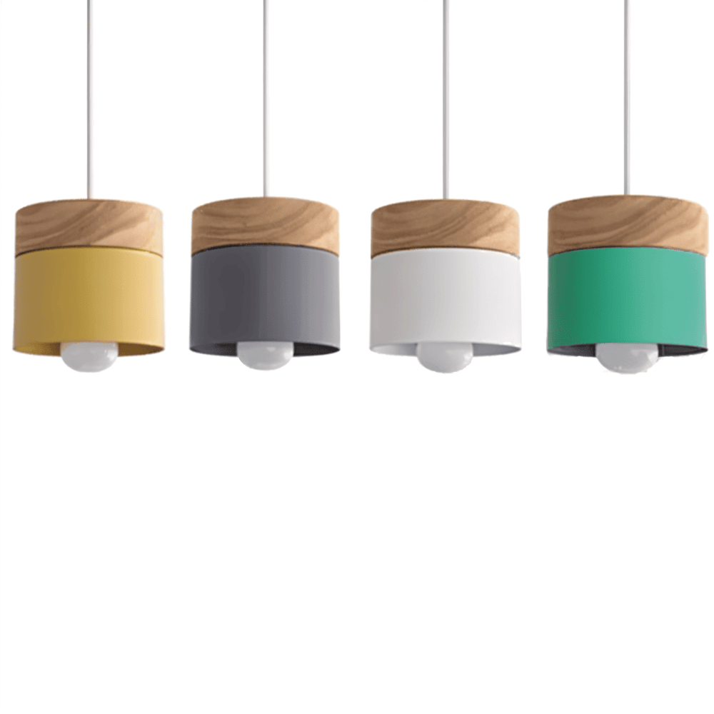 Lampa wisząca metalowa z drewnem do kuchni i salonu