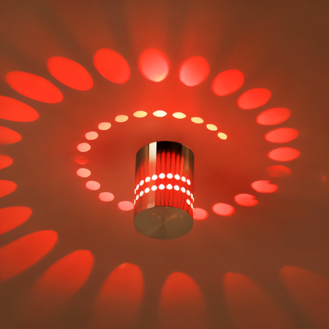 Kinkiet LED kolorowy z efektem spirali