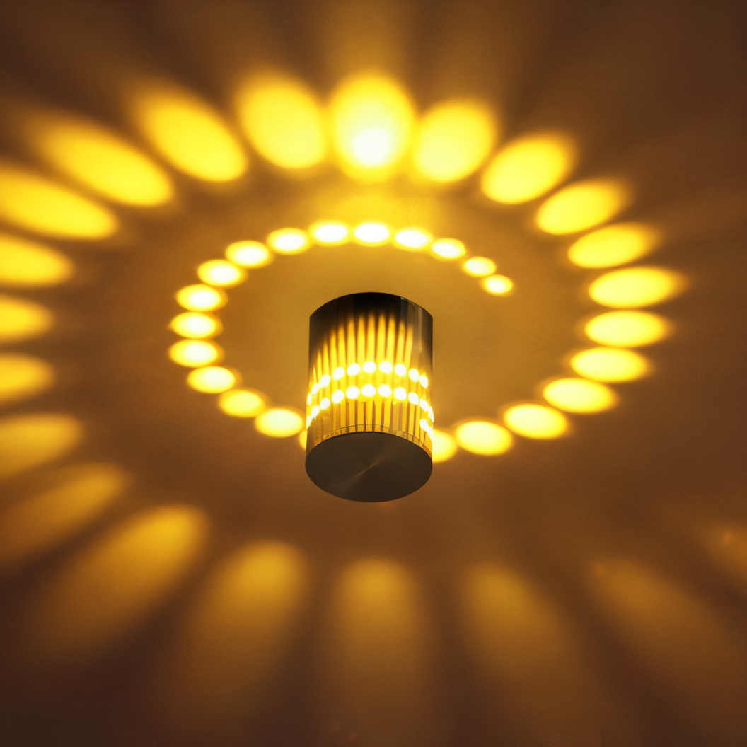 Kinkiet LED kolorowy z efektem spirali