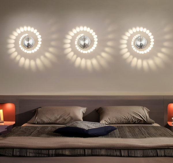 Kinkiet LED kolorowy z efektem spirali