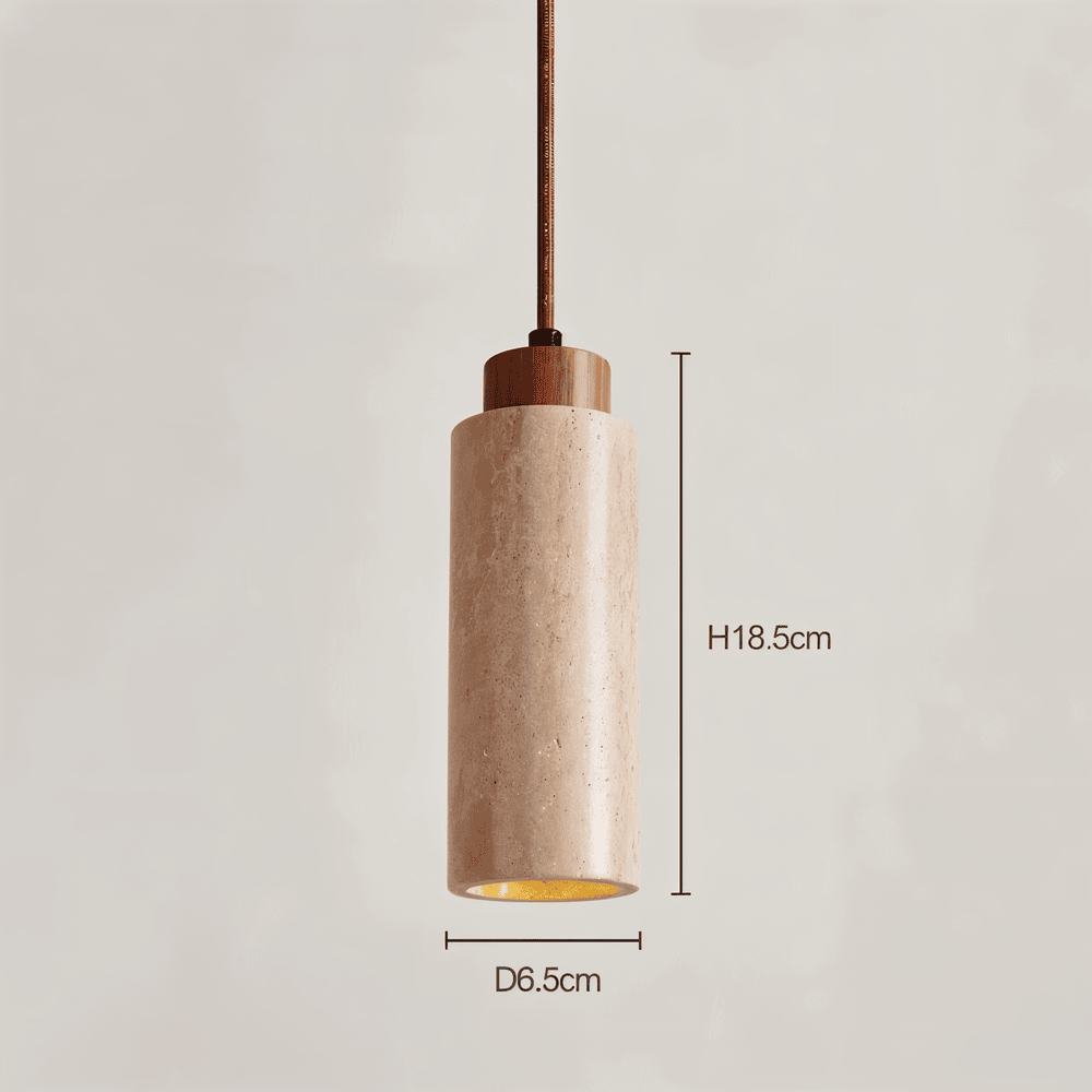 Marmurowa lampa wisząca cylindryczna z miedzią
