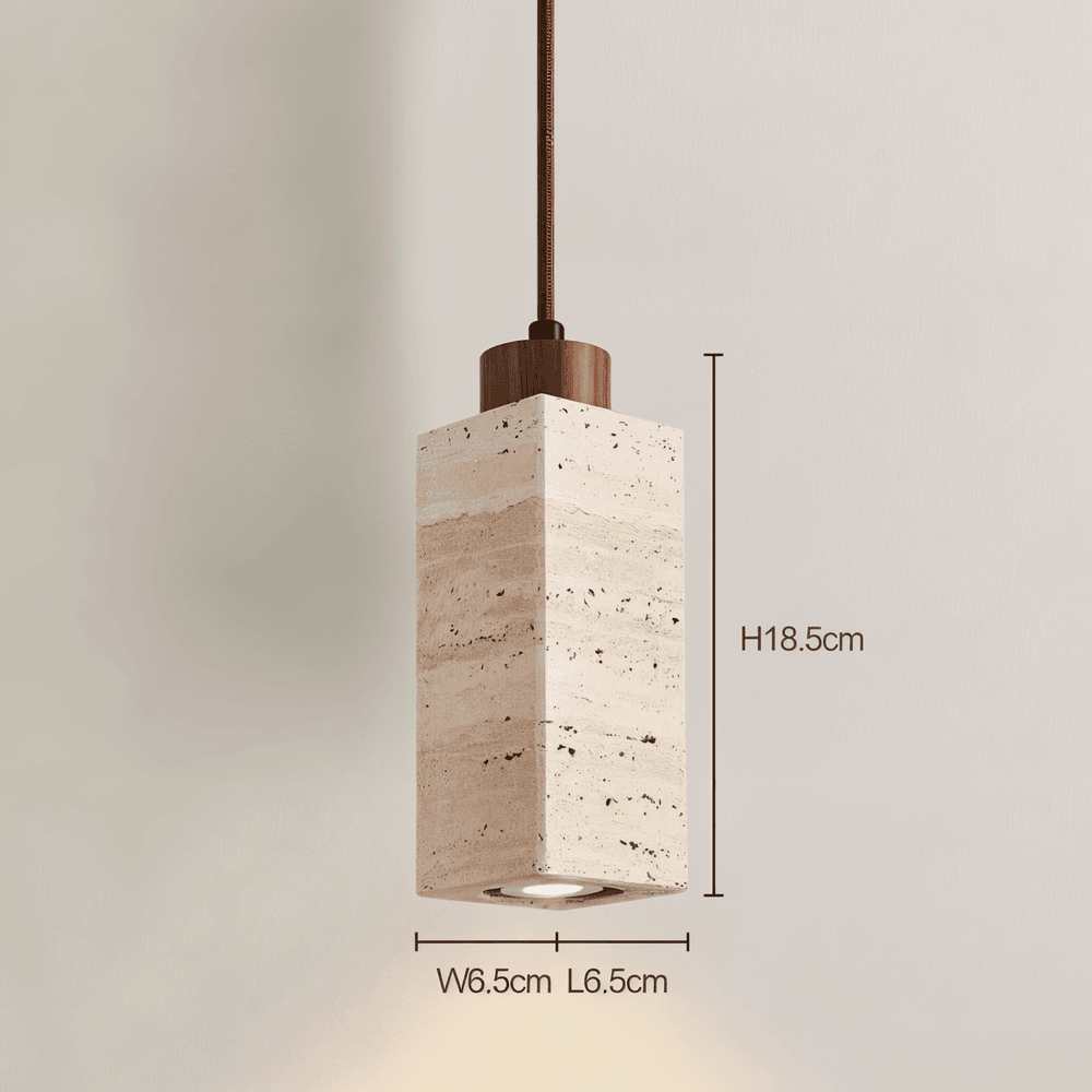 Marmurowa lampa wisząca cylindryczna z miedzią