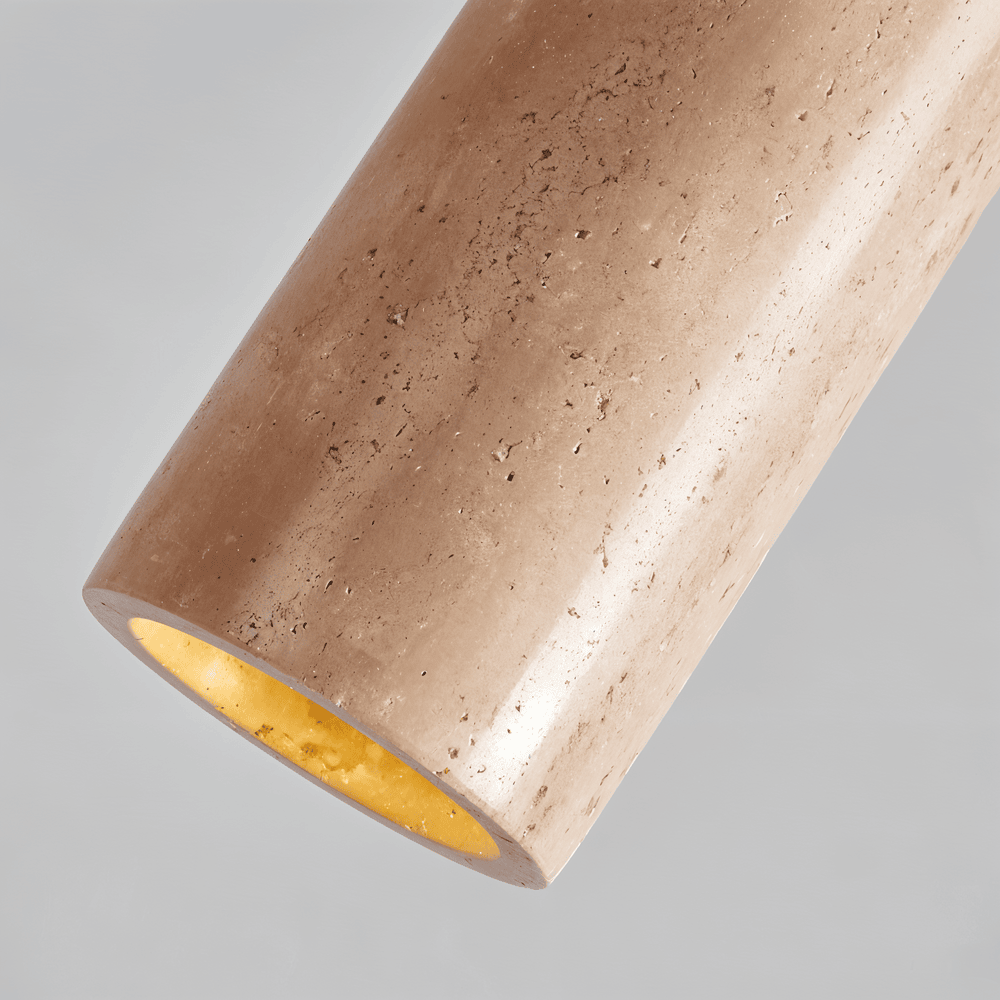 Marmurowa lampa wisząca cylindryczna z miedzią