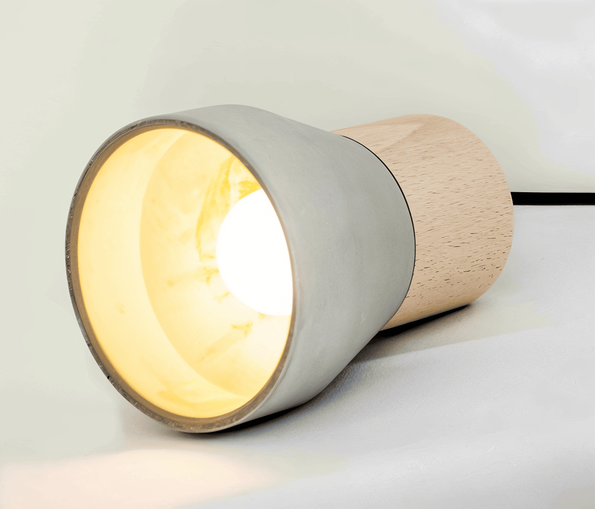Lampa sufitowa z betonu i drewna do nowoczesnych wnętrz