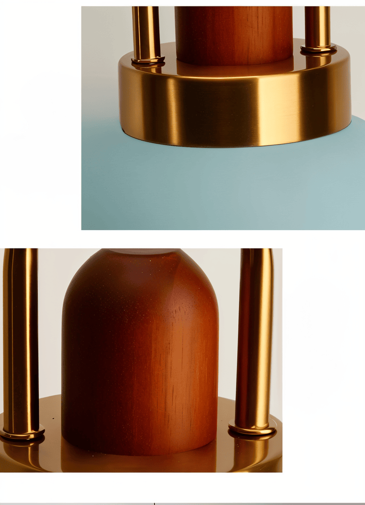Lampa wisząca kopułowa metalowa z drewnem