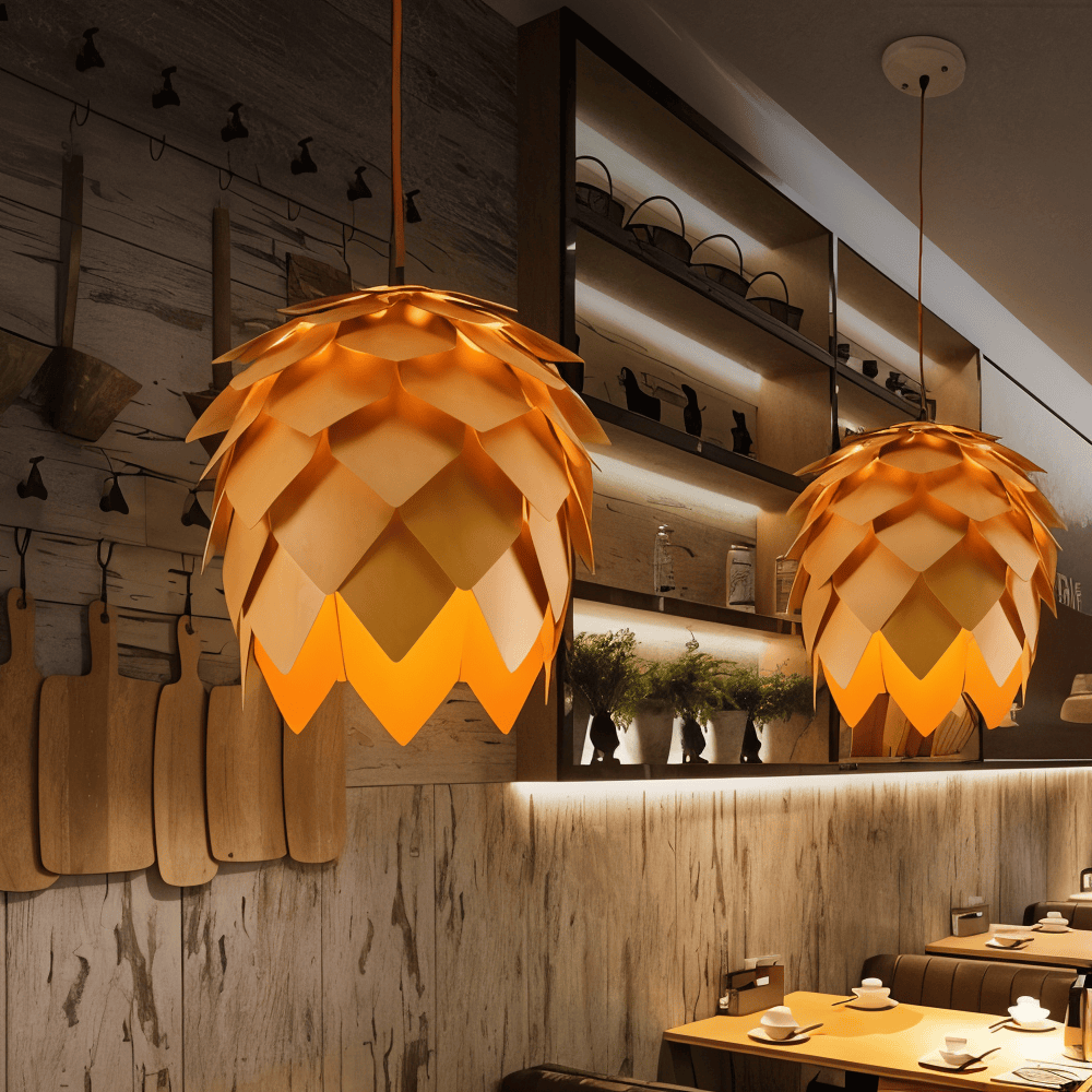 Drewniana lampa wisząca rustykalna do salonu
