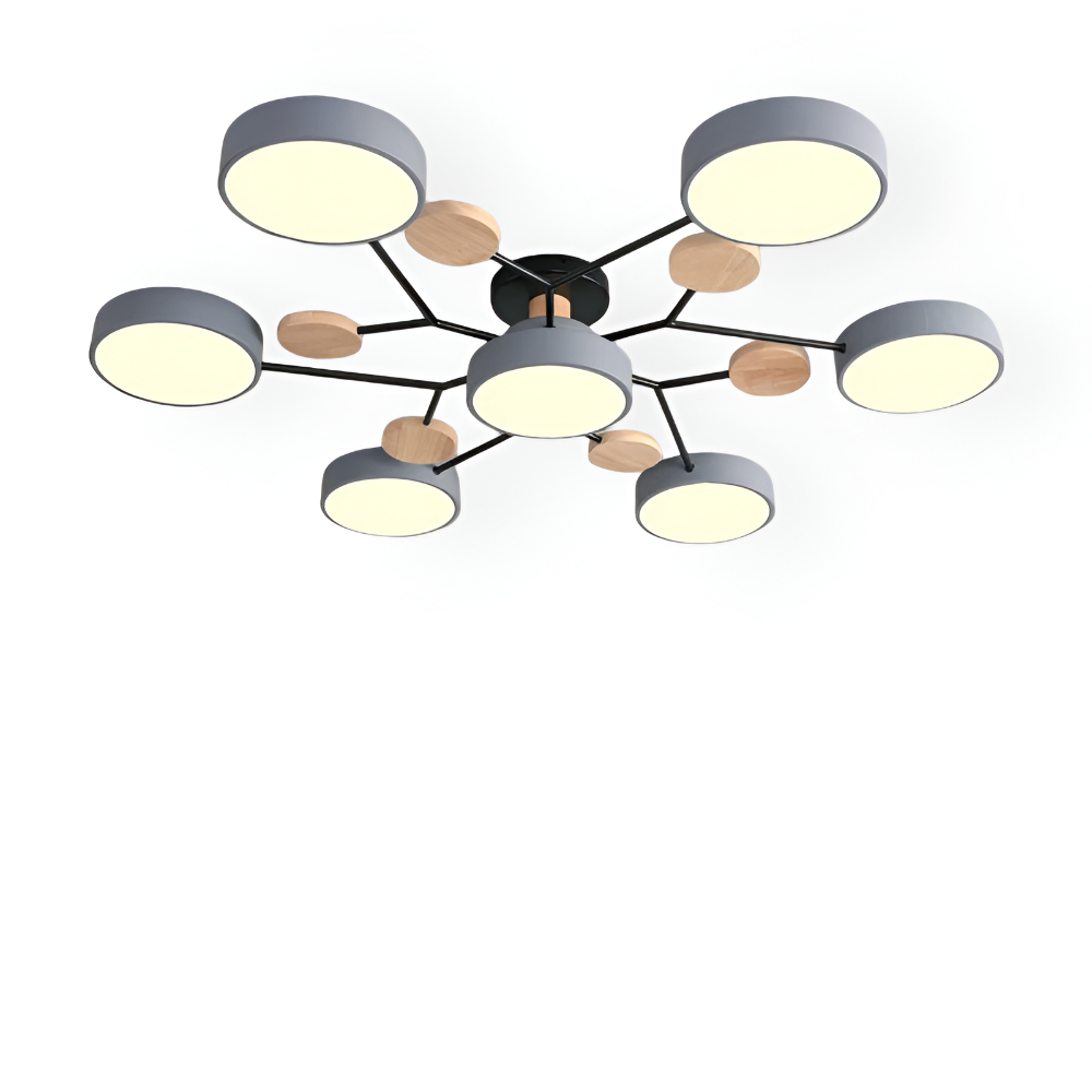 Nowoczesna lampa sufitowa LED z drewnianymi detalami