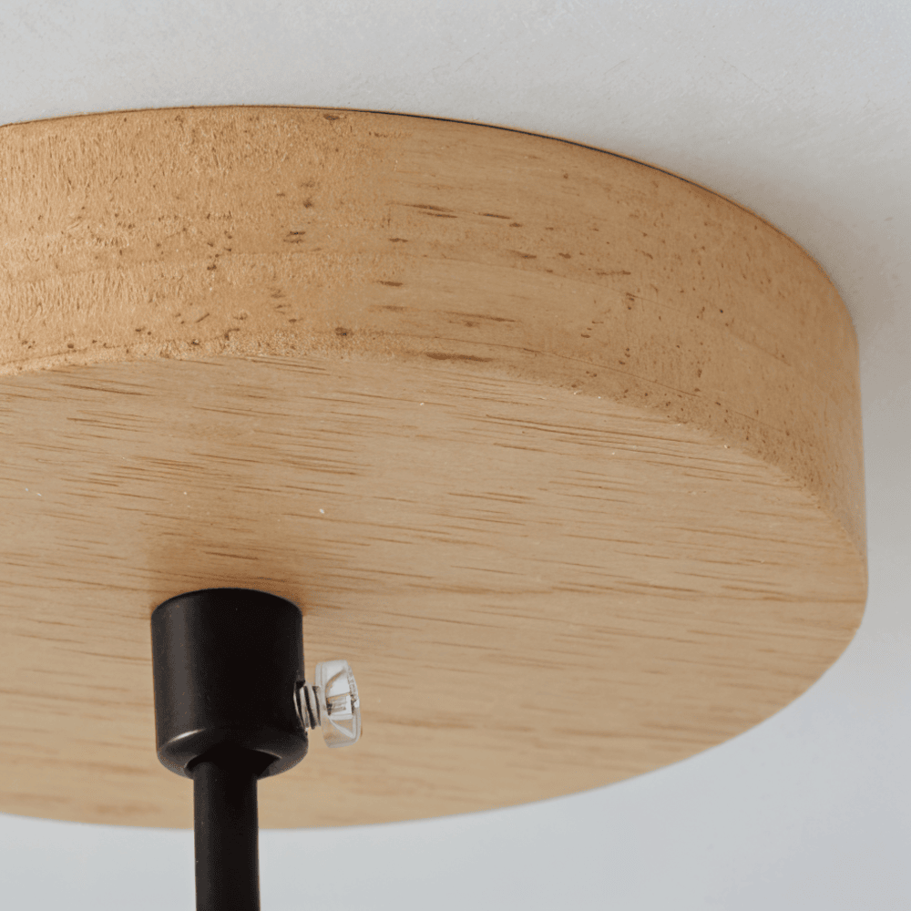 Drewniana lampa wisząca cylindryczna do salonu