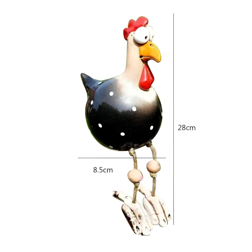 Kolorowa figurka ogrodowa kurczak z żywicy