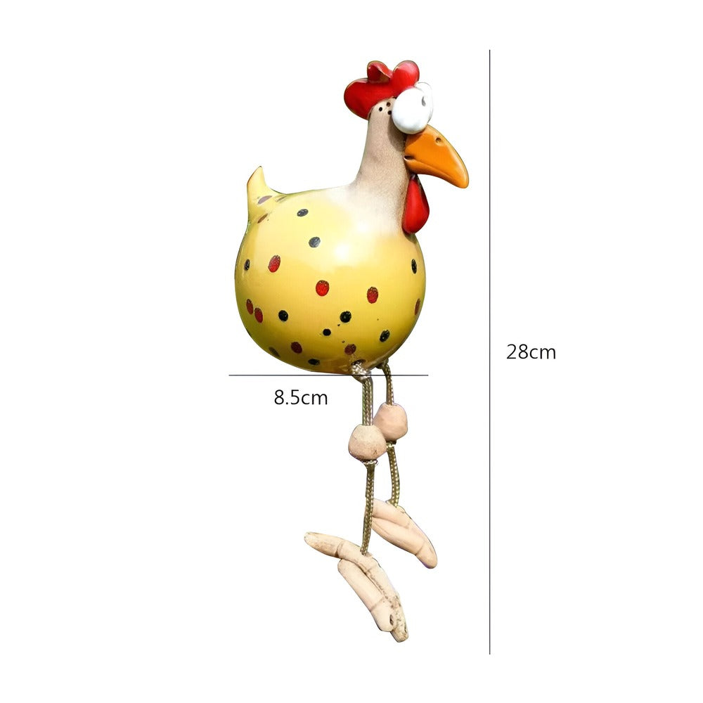 Kolorowa figurka ogrodowa kurczak z żywicy