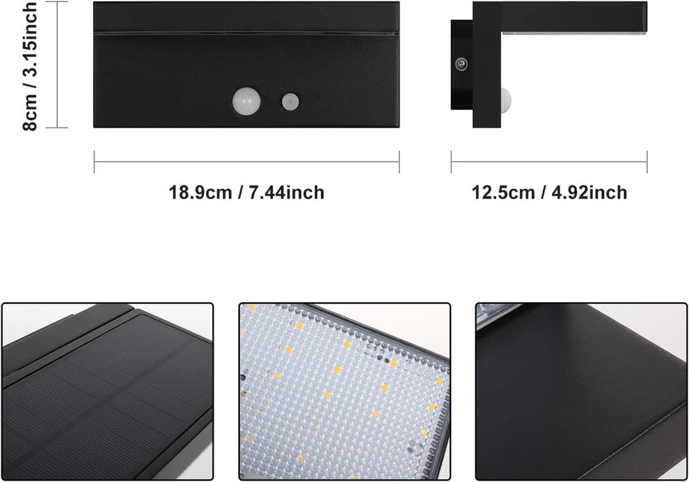 Solarna lampa ścienna LED z czujnikiem ruchu