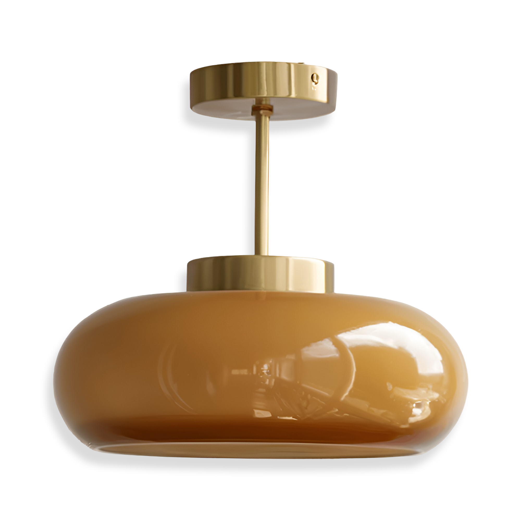 Lampa sufitowa vintage żółte szkło mosiądz E27