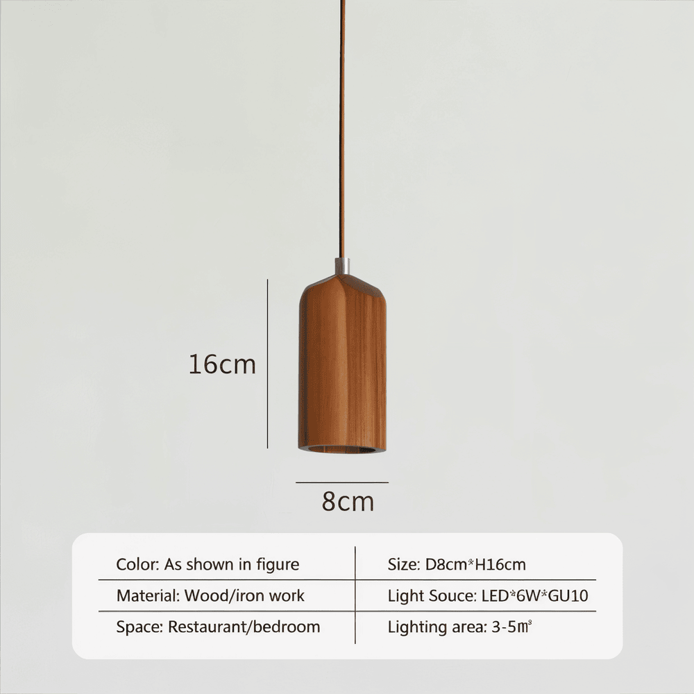 Drewniana lampa wisząca cylindryczna z akacji i jesionu