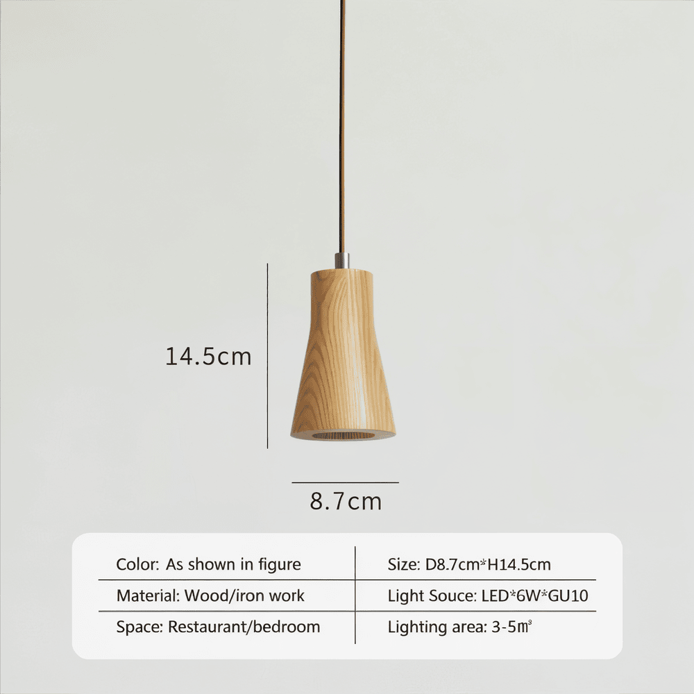 Drewniana lampa wisząca cylindryczna z akacji i jesionu