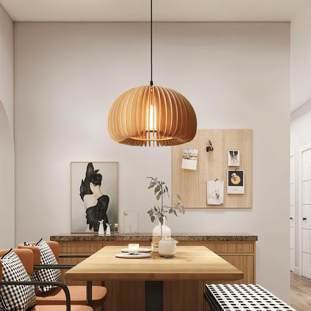 Ręcznie wykonana lampa wisząca z drewna rustykalna