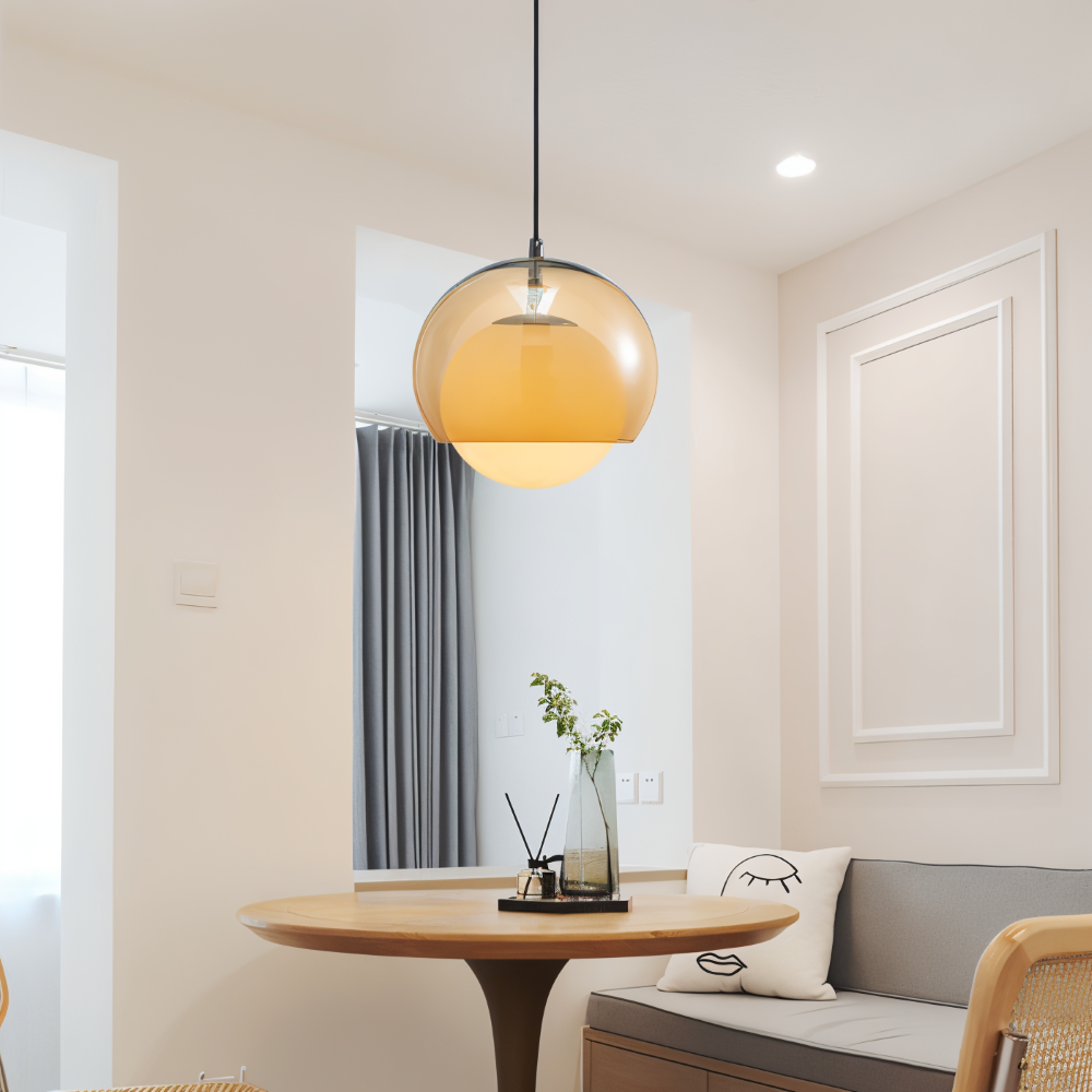 Lampa wisząca szklana retro Bauhaus pomarańczowa