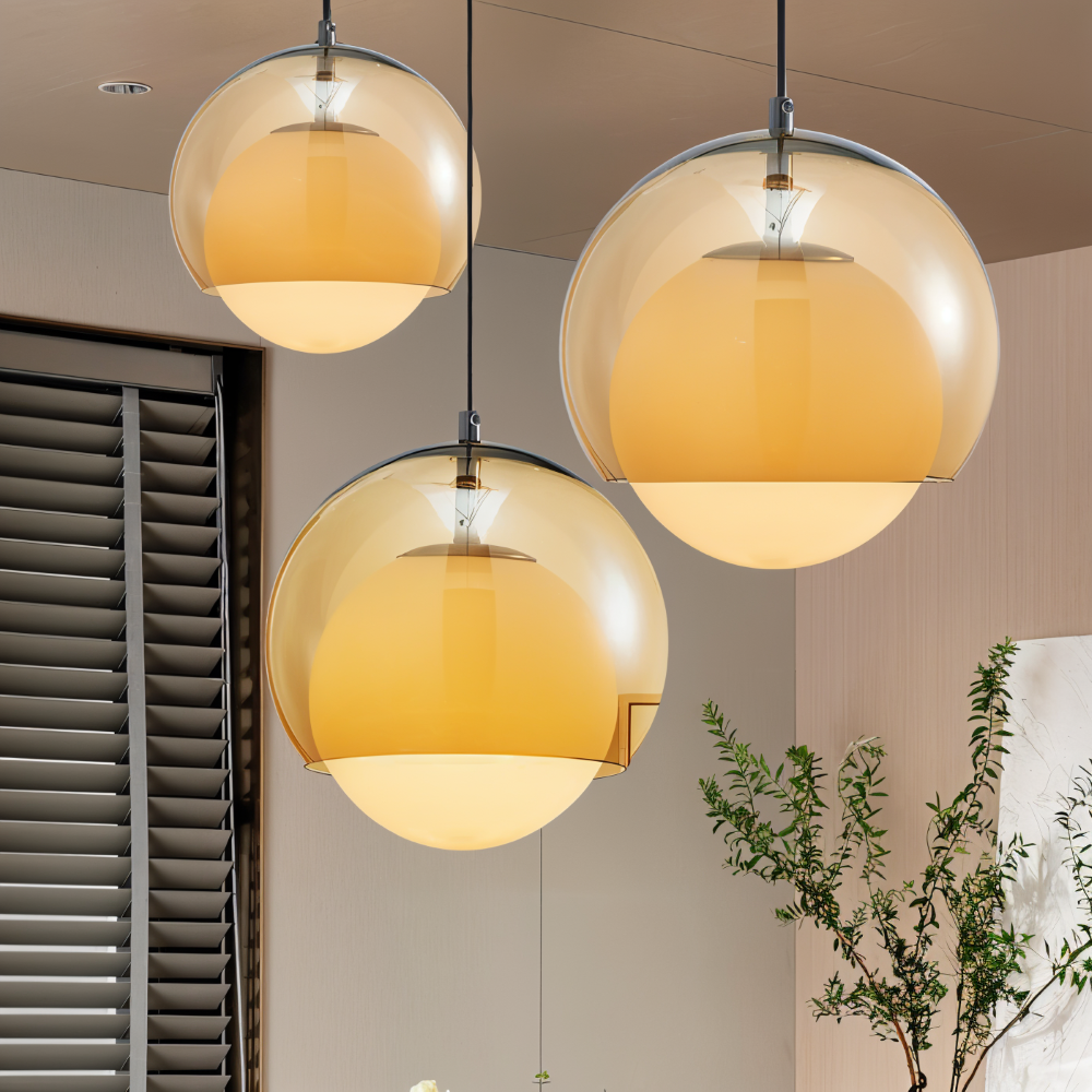 Lampa wisząca szklana retro Bauhaus pomarańczowa