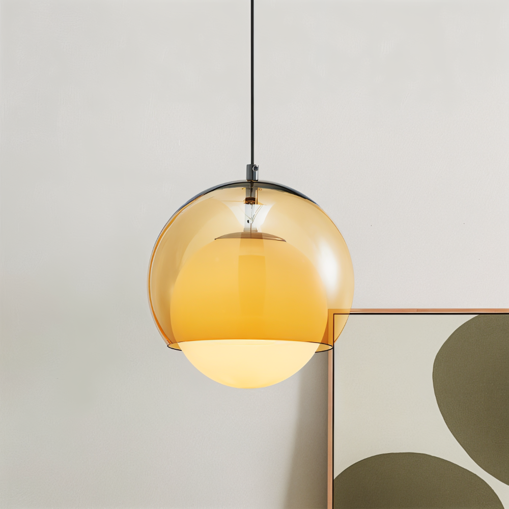 Lampa wisząca szklana retro Bauhaus pomarańczowa