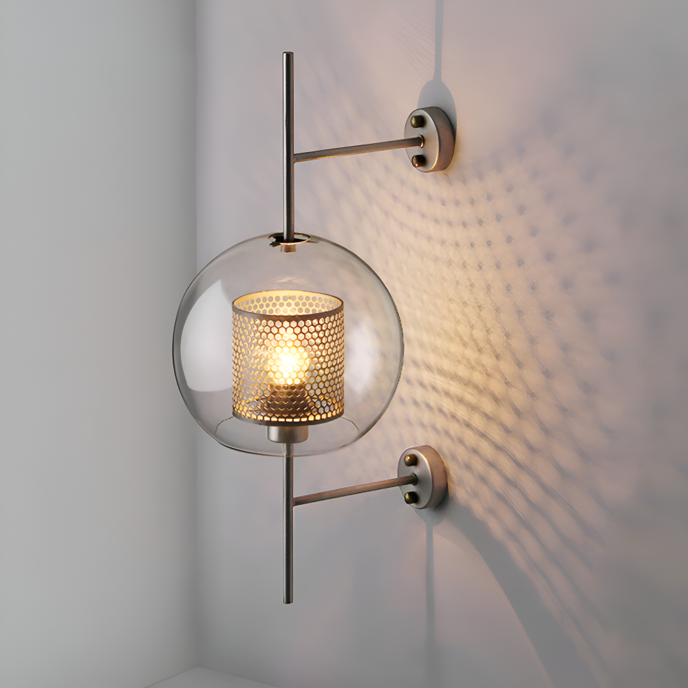 Szklana lampa ścienna vintage E27 plaster miodu