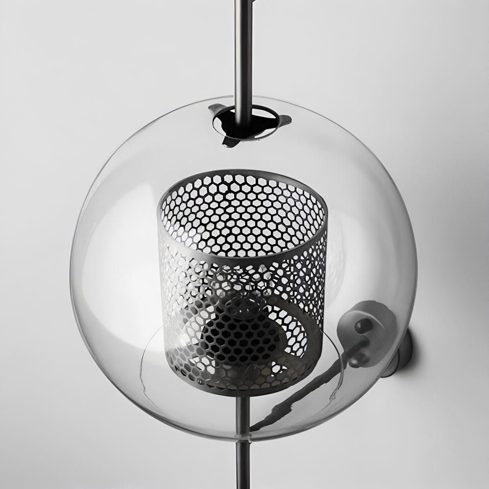 Szklana lampa ścienna vintage E27 plaster miodu