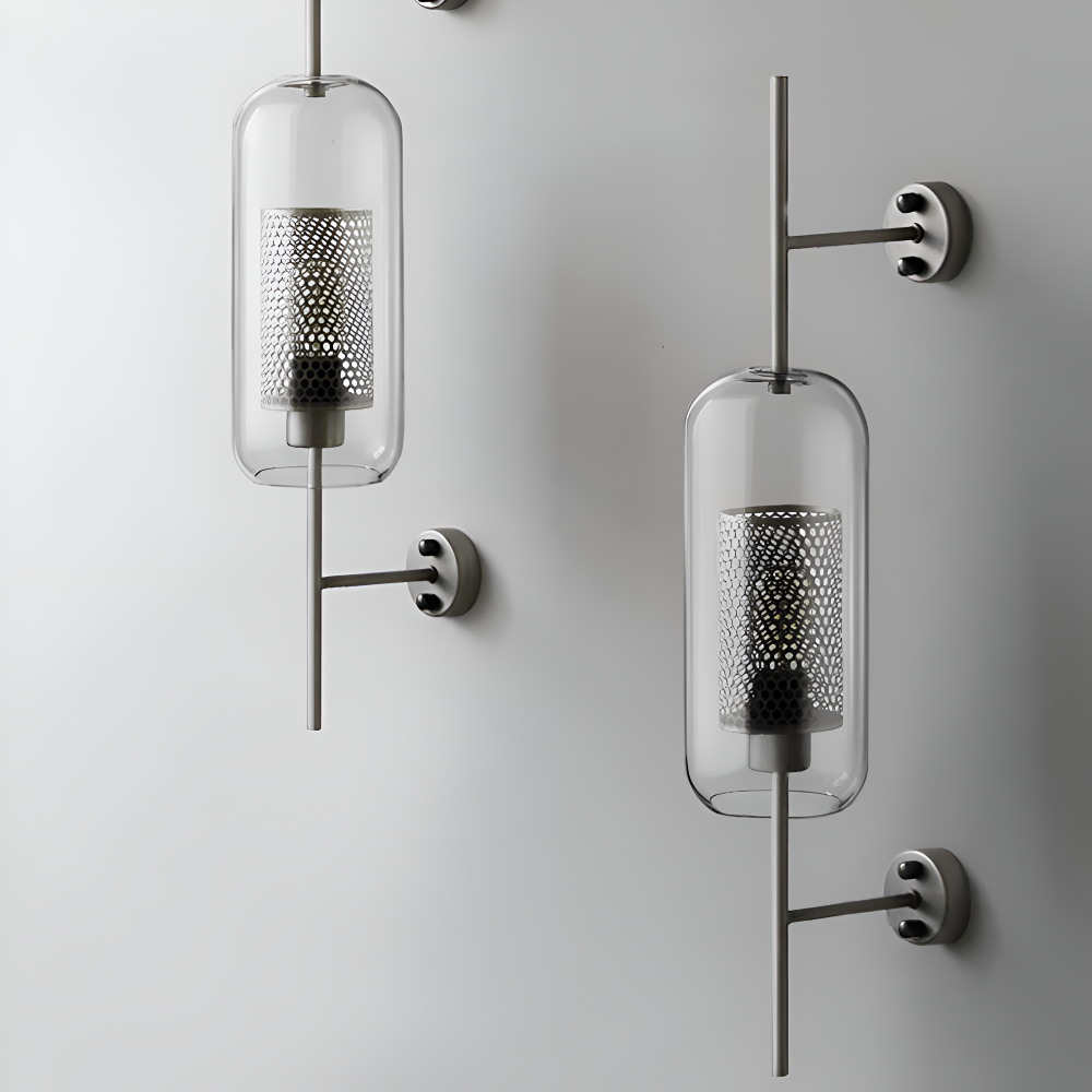 Szklana lampa ścienna vintage E27 plaster miodu