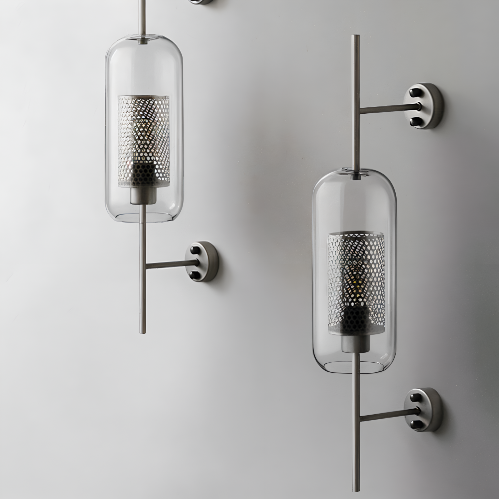 Szklana lampa ścienna vintage E27 plaster miodu
