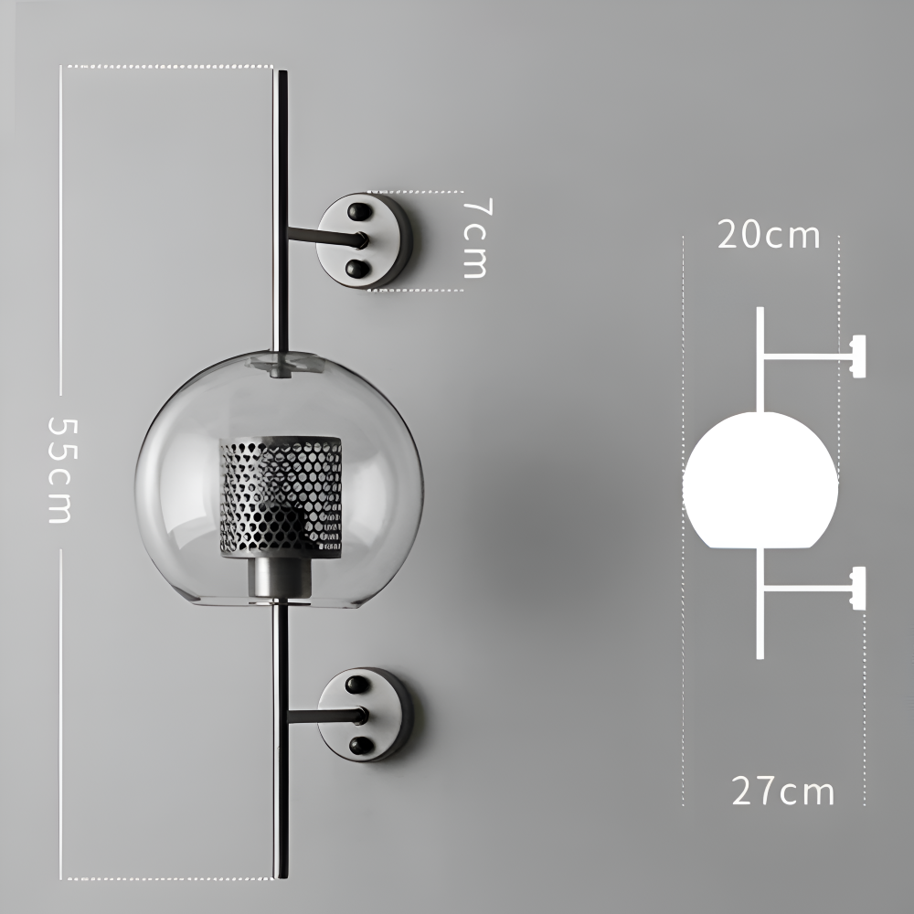 Szklana lampa ścienna vintage E27 plaster miodu