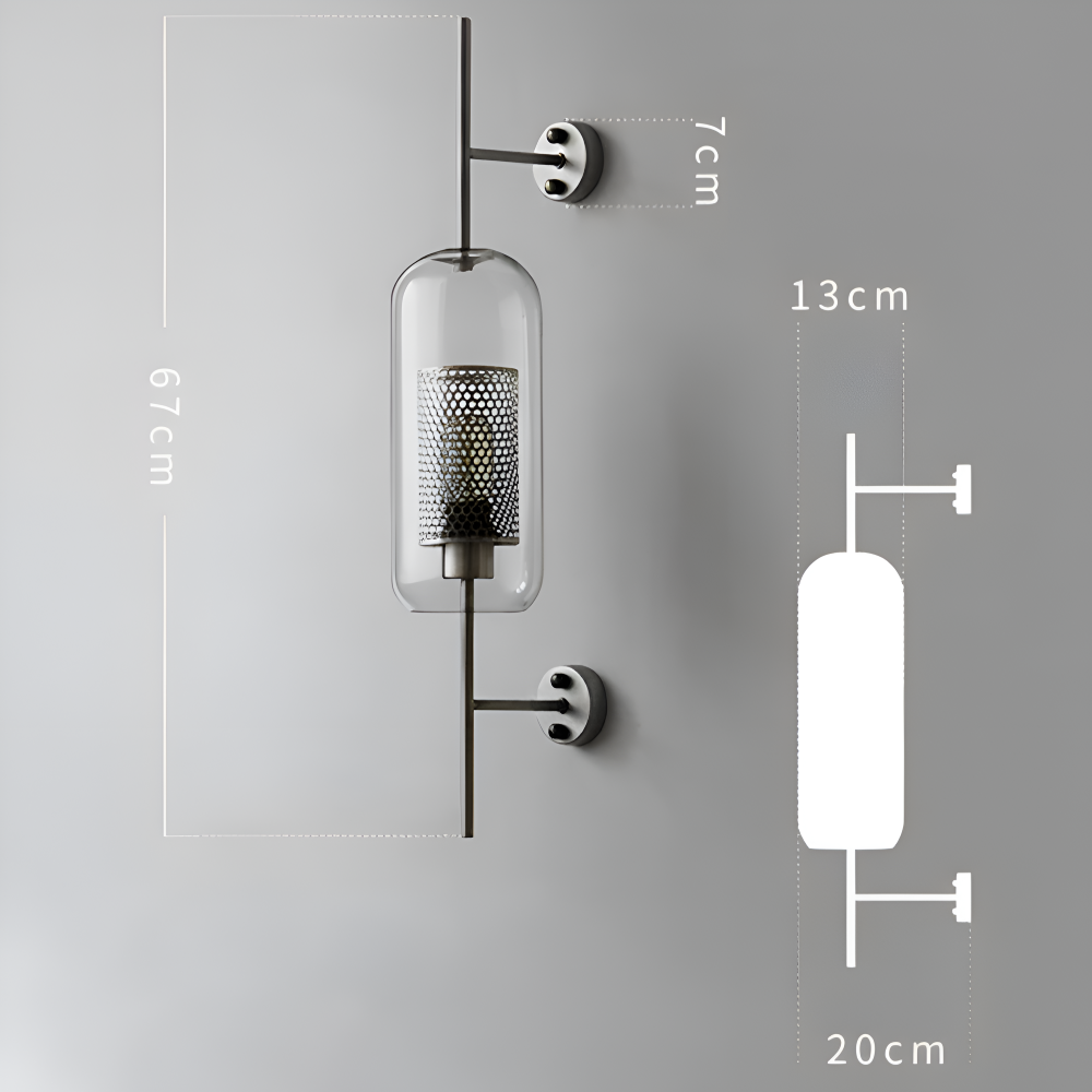 Szklana lampa ścienna vintage E27 plaster miodu