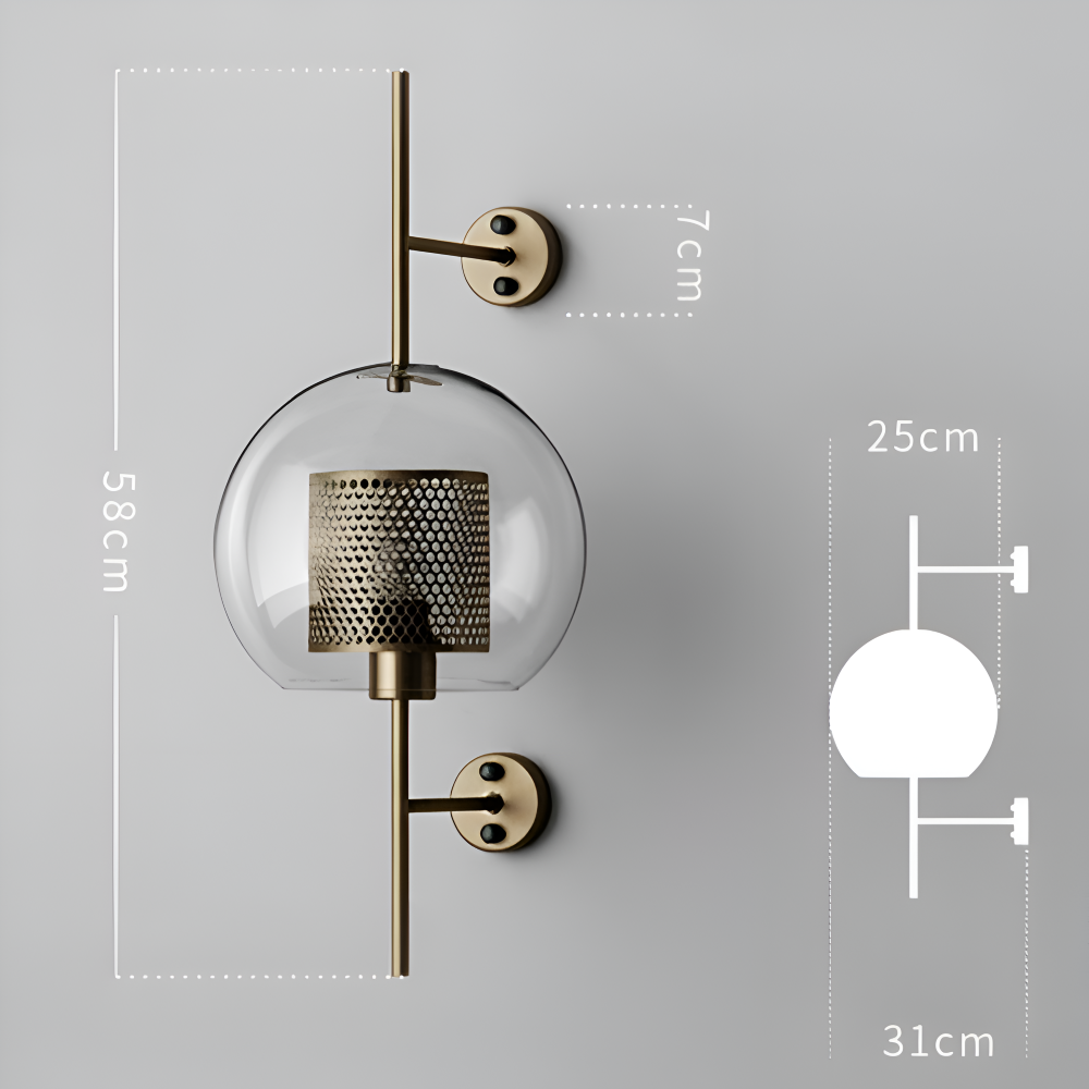 Szklana lampa ścienna vintage E27 plaster miodu