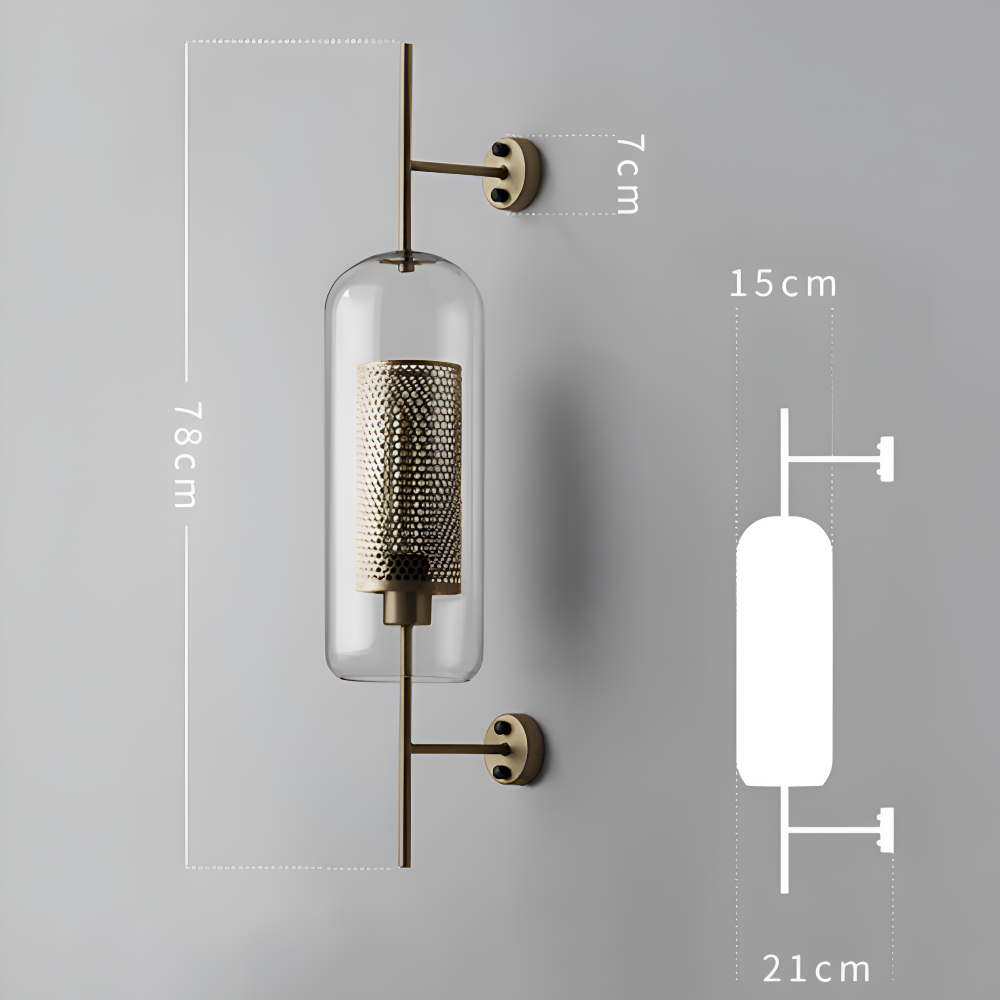 Szklana lampa ścienna vintage E27 plaster miodu