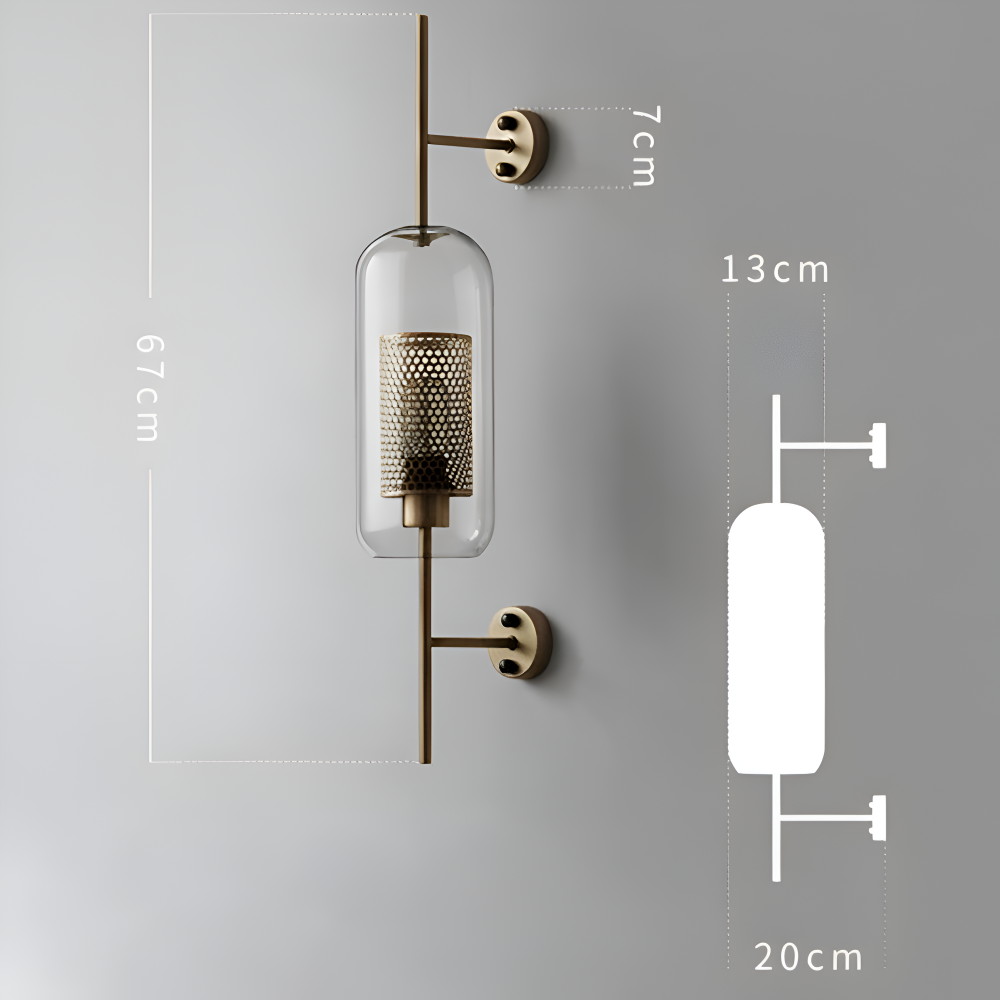 Szklana lampa ścienna vintage E27 plaster miodu