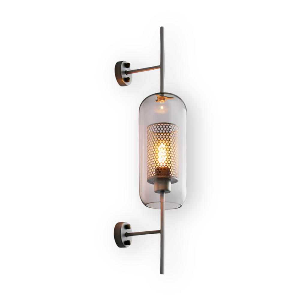 Szklana lampa ścienna vintage E27 plaster miodu