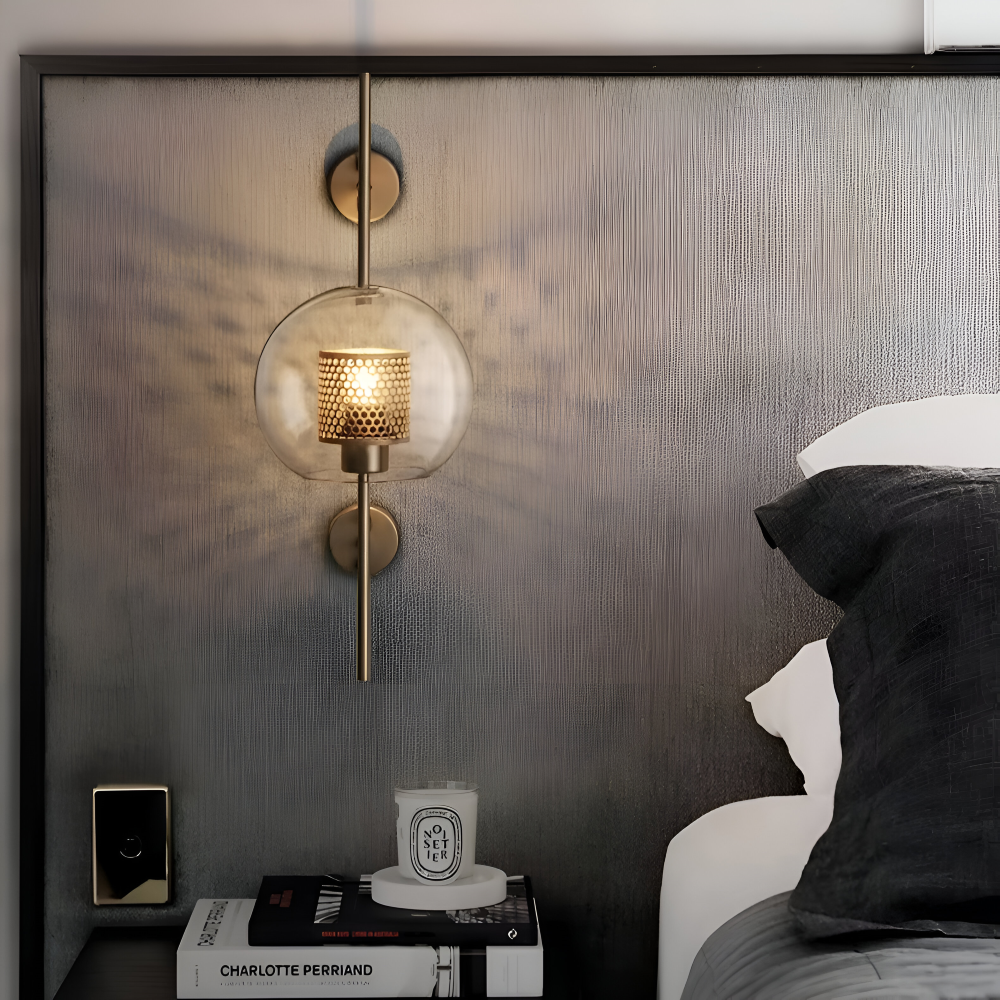 Szklana lampa ścienna vintage E27 plaster miodu