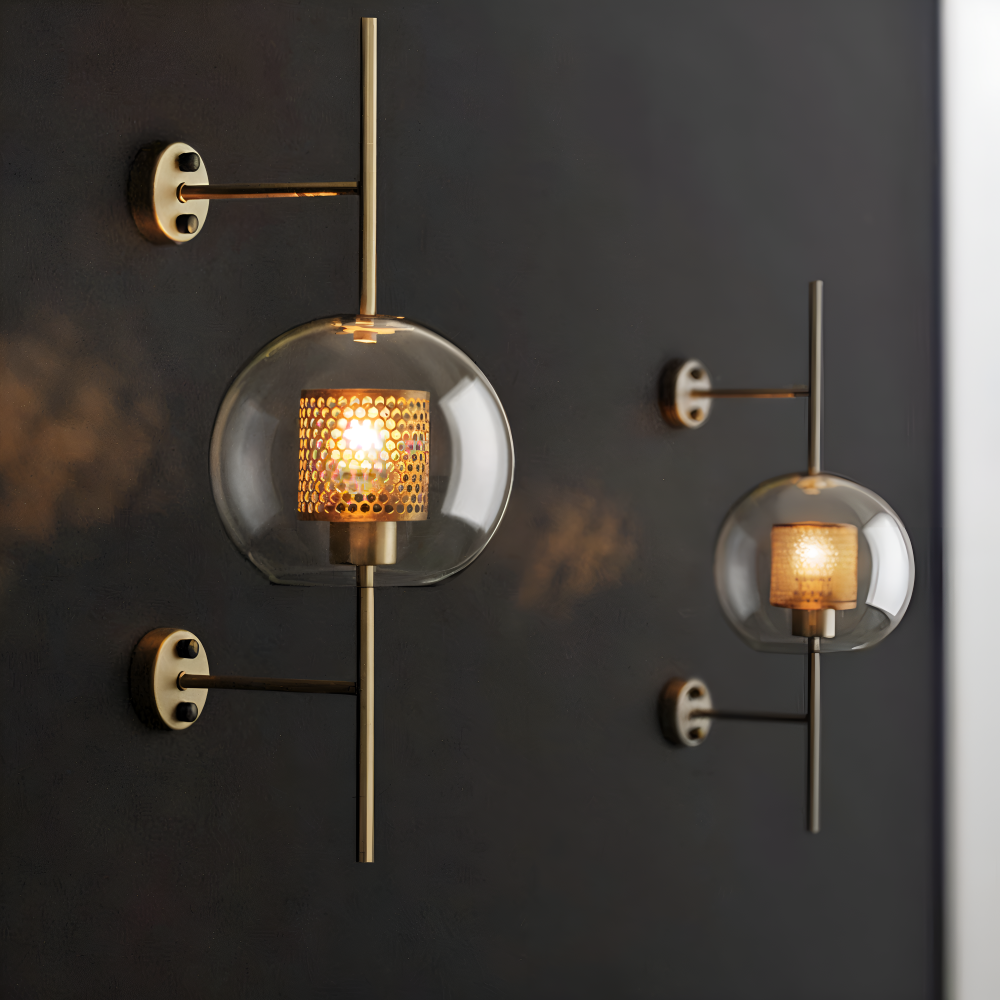 Szklana lampa ścienna vintage E27 plaster miodu