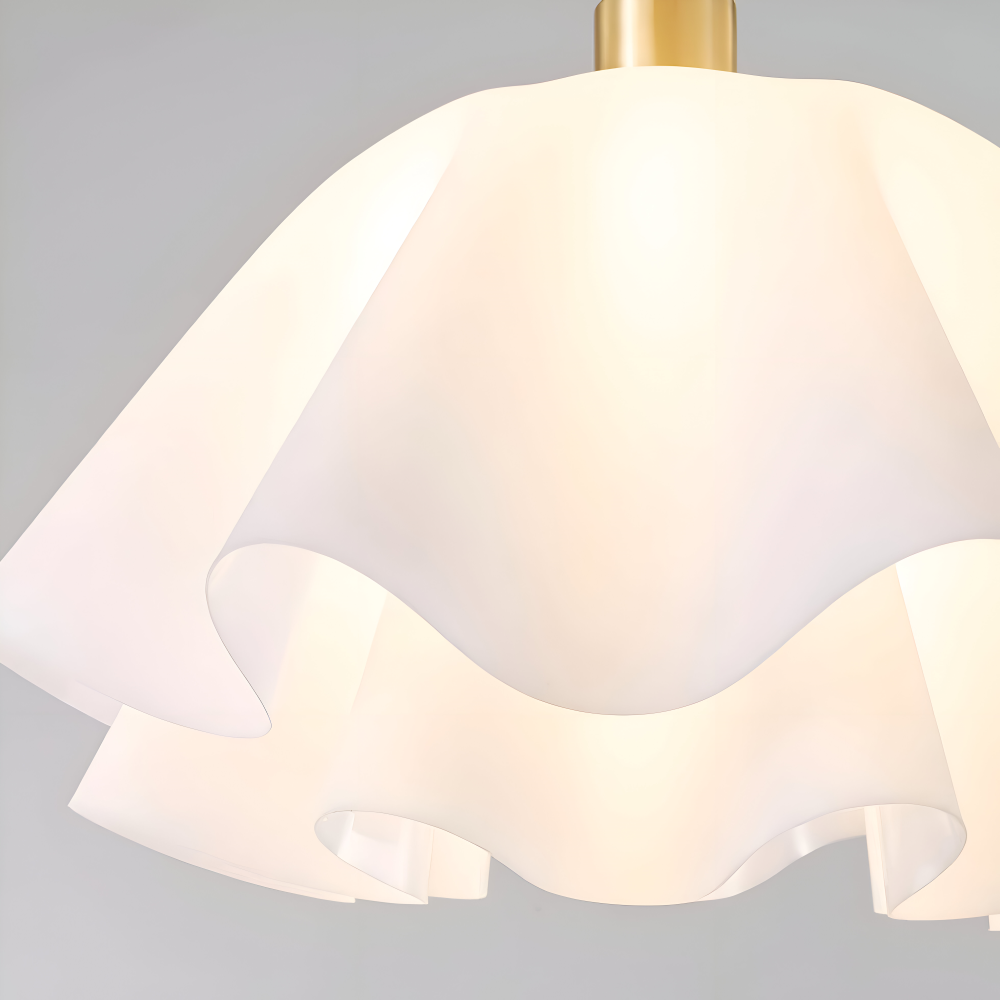 Lampa sufitowa kwiatowa biała akrylowa złota
