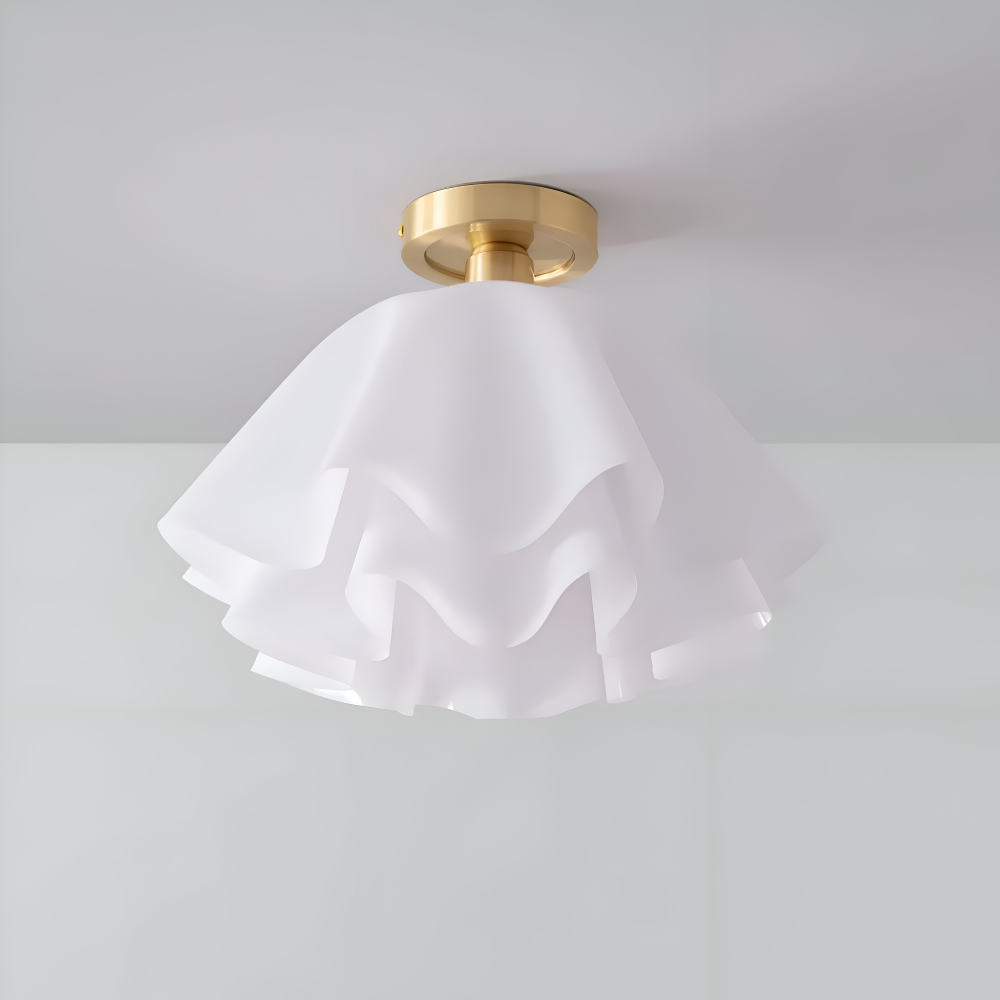 Lampa sufitowa kwiatowa biała akrylowa złota