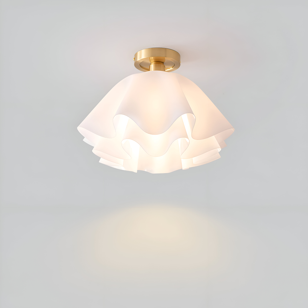 Lampa sufitowa kwiatowa biała akrylowa złota
