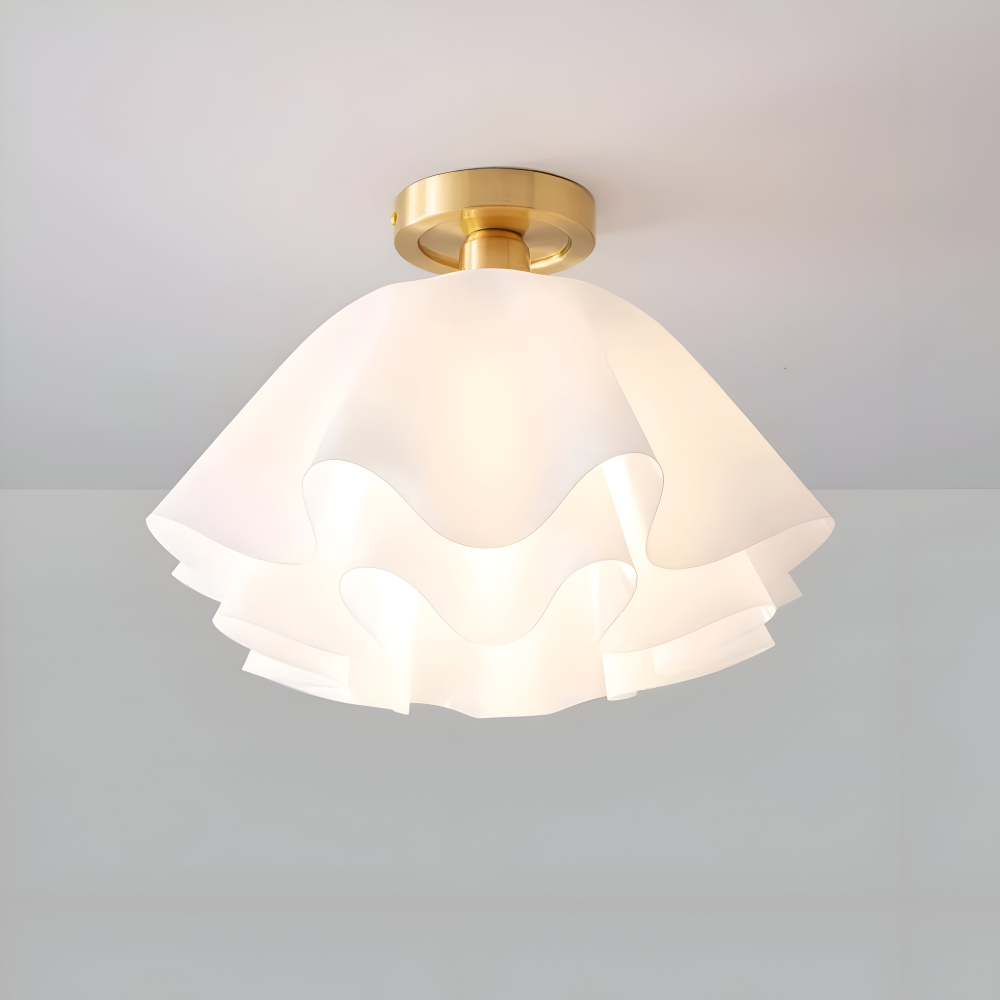 Lampa sufitowa kwiatowa biała akrylowa złota