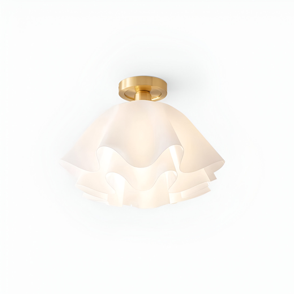 Lampa sufitowa kwiatowa biała akrylowa złota