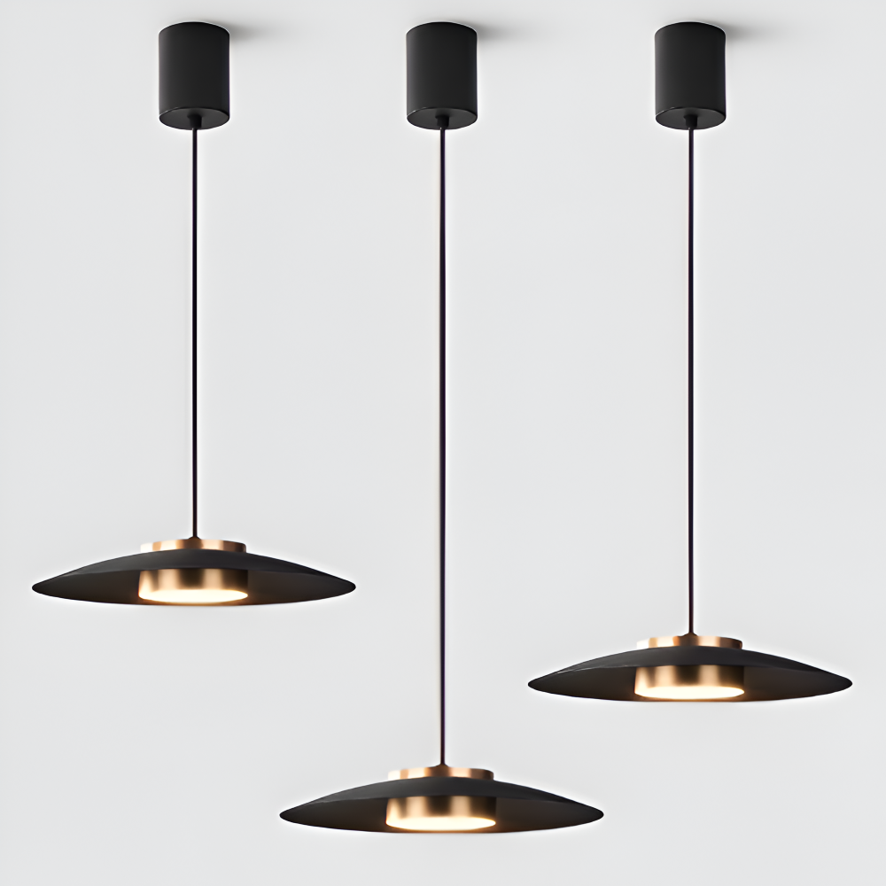Czarna lampa wisząca LED do jadalni i biura