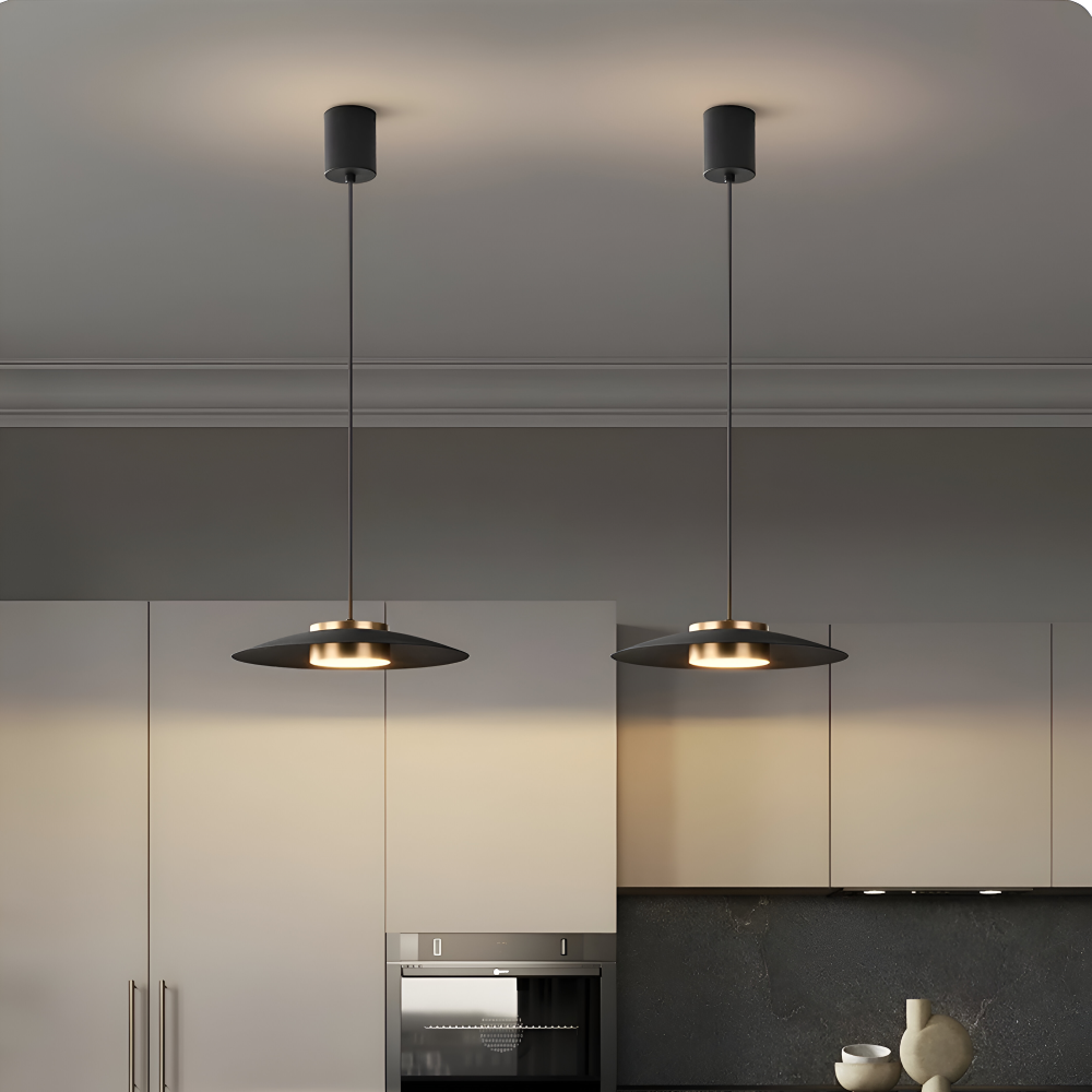 Czarna lampa wisząca LED do jadalni i biura